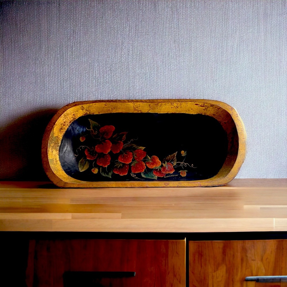Hand painted wooden dish